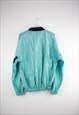 VINTAGE 80S TRACK JACKET IN BLUE AQUAMARINA L