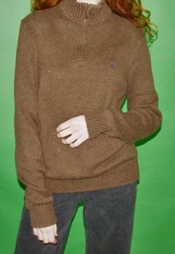 Vintage Ralph Lauren Quarter Zip Knitted Jumper / Sweatshirt
