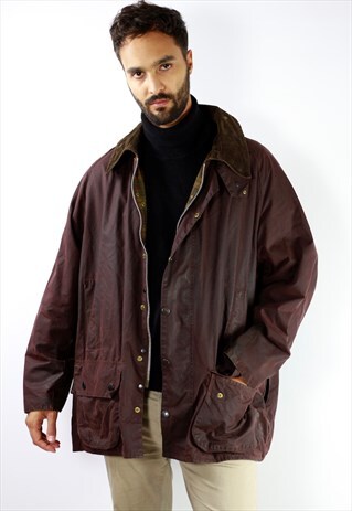 VINTAGE BARBOUR BEAUFORT WAX COAT RED MEN