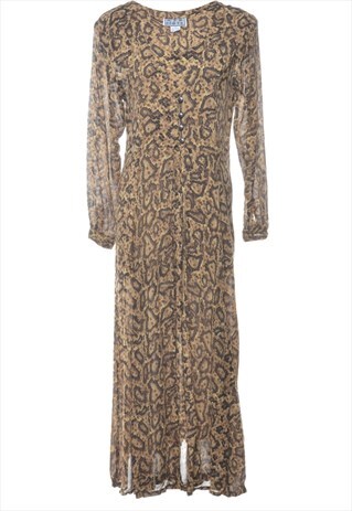 VINTAGE ANIMAL PRINT SHEER SLEEVED DRESS - M