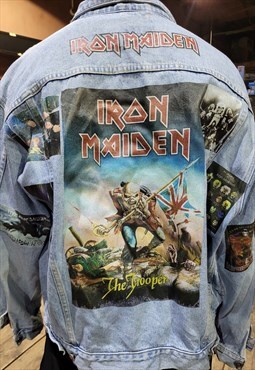 Iron Maiden customised vintage 80's 90's denim jacket