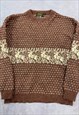 EDDIE BAUER KNITTED JUMPER REINDEER PATTERNED KNIT SWEATER