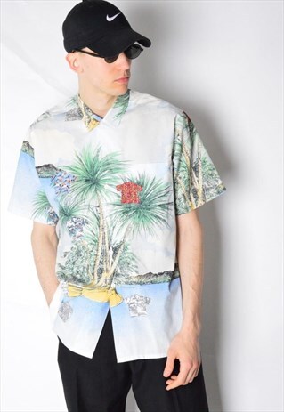 VINTAGE 90S COLOURFUL FESTIVAL SHORT SLEEVE SHIRT