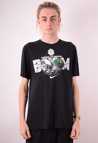 NIKE MENS VINTAGE T-SHIRT TOP LARGE BLACK 90S
