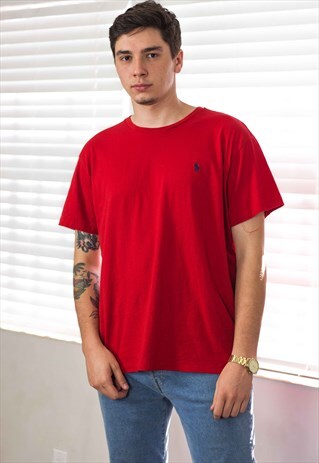 VINTAGE POLO RALPH LAUREN T-SHIRT LOGO 90S L 6.4