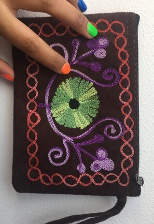 BROWN HAND EMBROIDERY PURSE