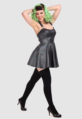 ROCHELLE DUNGAREE SKATER MIDI DRESS
