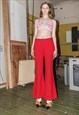 VINTAGE Y2K STRIPED FLARE TROUSERS IN RED