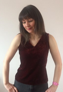 Vintage 90s Velvet Brown/ Deep Red Top