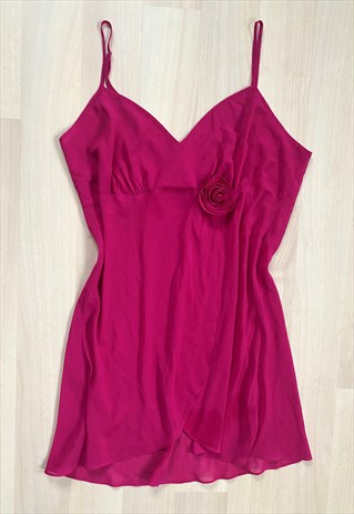 VINTAGE 90'S/Y2K PINK ROSE SLIP DRESS