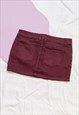 VINTAGE DENIM SKIRT Y2K RAVE ULTRA MINI IN MAROON