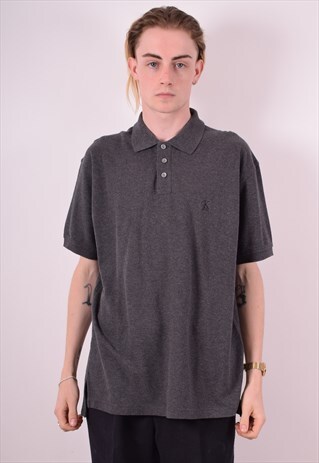 CALVIN KLEIN MENS VINTAGE POLO SHIRT LARGE GREY 90S