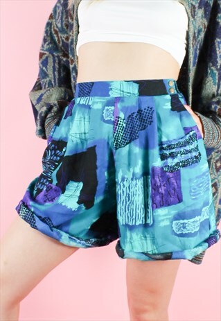 VINTAGE 90S SHORTS Y2K BLUE PURPLE NAVY OLD SCHOOL FESTIVAL