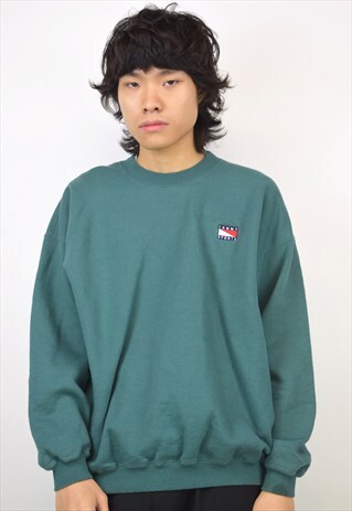 VINTAGE 90S TOMMY HILFIGER SPORT GREEN JUMPER