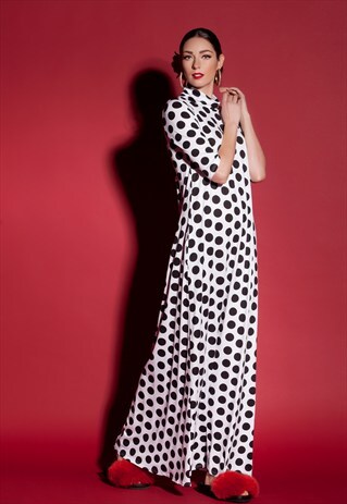 POLKA DOTS SUMMER DRESS /MAXI DRESS WITH SLEEVES/PARTY DRESS