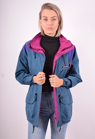 BERGHAUS WOMENS VINTAGE WINDBREAKER JACKET LARGE GREEN 90'S