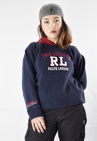 VINTAGE 90S POLO JEANS RALPH LAUREN RETRO HOODED SWEATSHIRT