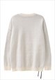 KNITTED GRUNGE JUMPER LETTER PATCH SWEATER PREMIUM TOP CREAM