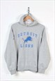 Vintage NFL Detroit Lions Hoodie Sweatshirt Grey Large