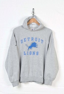 Vintage NFL Detroit Lions Hoodie Sweatshirt Grey Large