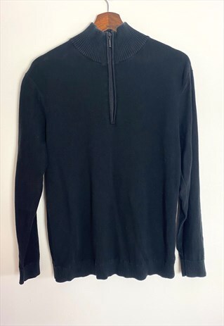 VINTAGE GAP BLACK 1/4 ZIP PULLOVER SWEATER JUMPER