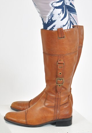 VINTAGE 90'S REAL LEATHER KNEE HIGH BOOTS