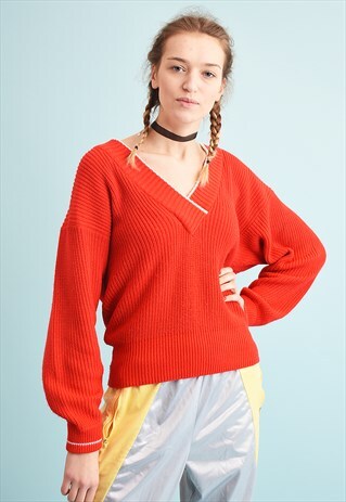 80'S RETRO SLOUCHY RIBBED KNIT JUMPER