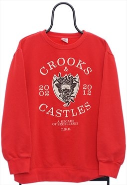 Retro Crooks and Castles Red Sweatshirt Womens