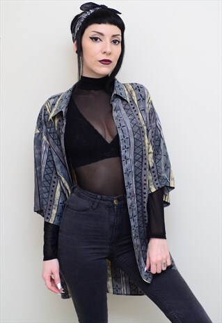VINTAGE 90'S INDIE ABSTRACT PATTERNED OVERSIZED SHIRT