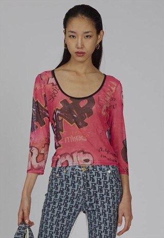 VINTAGE 90S PREMIUM PUNKY MESH CAVALLI TOP