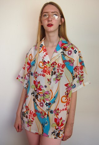 VINTAGE WHITE MULTI PRINT SHIRT