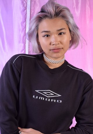 VINTAGE UMBRO BLACK EMBROIDERED SWEATSHIRT