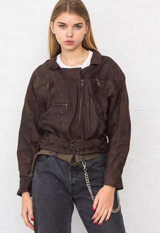 VINTAGE DARK BROWN LEATHER JACKET