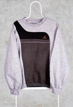 Vintage Reworked Adidas Sweatshirt Spell Out Brown Grey M