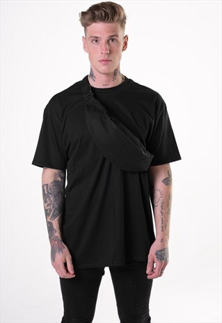 CROSS BODY FESTIVAL TOTE MAN BAG - BLACK