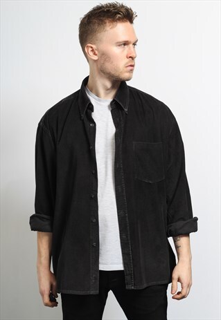 VINTAGE CORDUROY CORD SHIRT BLACK