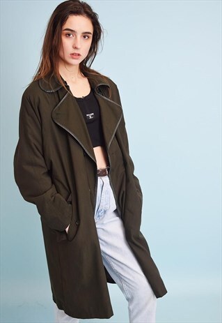 90'S RETRO OVERSIZED MINIMALIST DARK GREEN BOYFRIEND'S COAT