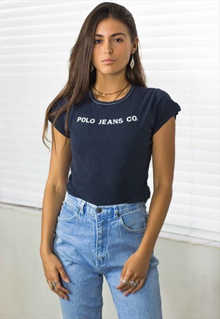 VINTAGE POLO RALPH LAUREN T-SHIRT LOGO 90S L 3.6