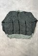 VINTAGE ABSTRACT KNITTED JUMPER PATTERNED GRANDAD SWEATER