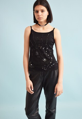 90'S RETRO KITSCH SEQUINED MESH TEEN TOP