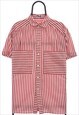 Vintage Fila 90s Red Striped Short Sleeved Shirt Mens