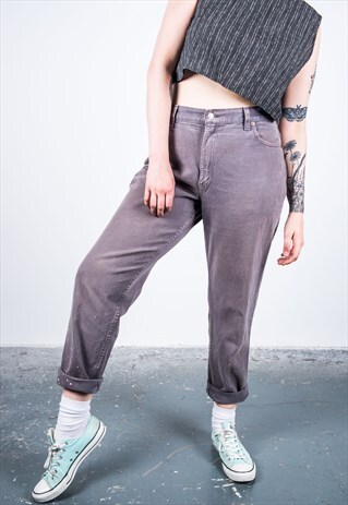 VINTAGE HIGH-WAISTED GREY LEVI'S 550 PAINT MOM JEANS