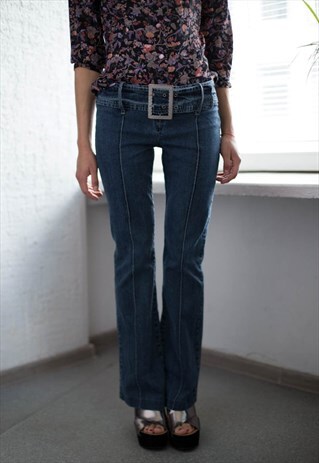 VINTAGE 90'S BLUE LOW WAISTED FLARE JEANS