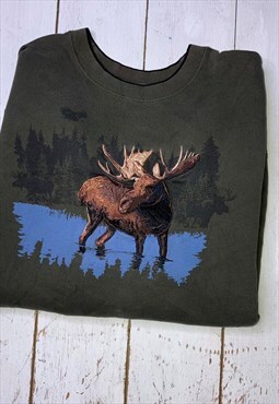 vintage embroidered moose wildlife jumper sweater