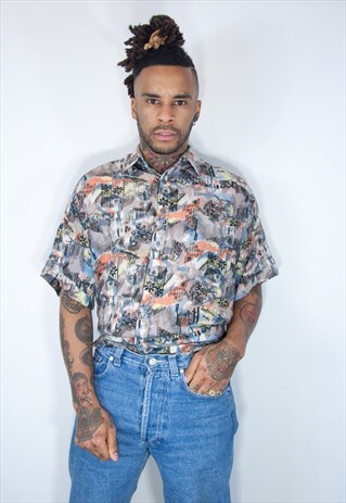 VINTAGE HAWAIIAN CRAZY PATTERNED SHIRT