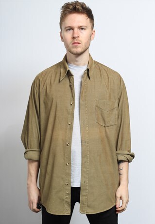 VINTAGE CORDUROY CORD SHIRT BROWN