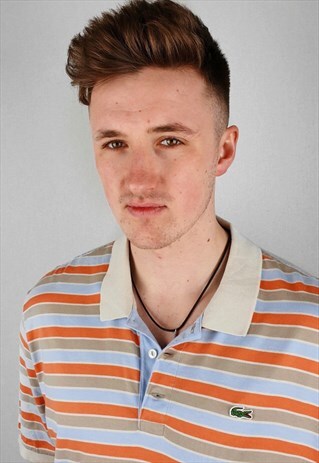 VINTAGE LACOSTE POLO SHIRT TOP STRIPED OVERSIZED T-SHIRT