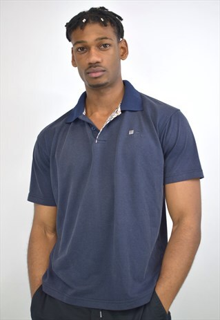 VINTAGE 90S BURBERRY NAVY NOVA CHECK POLO SHIRT