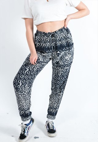 VINTAGE FESTIVAL PANTS WITH FLORAL PRINT DESIGN