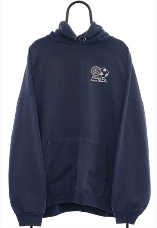VINTAGE 90S SOCCER GRAPHIC NAVY HOODIE MENS